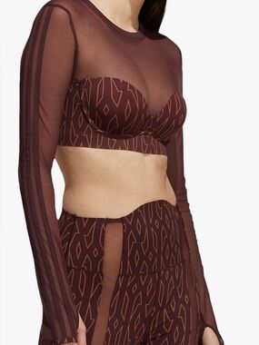 Adidas x Ivy Park Mesh Crop Top w/ Built-In Bustier – Brown – Size XS